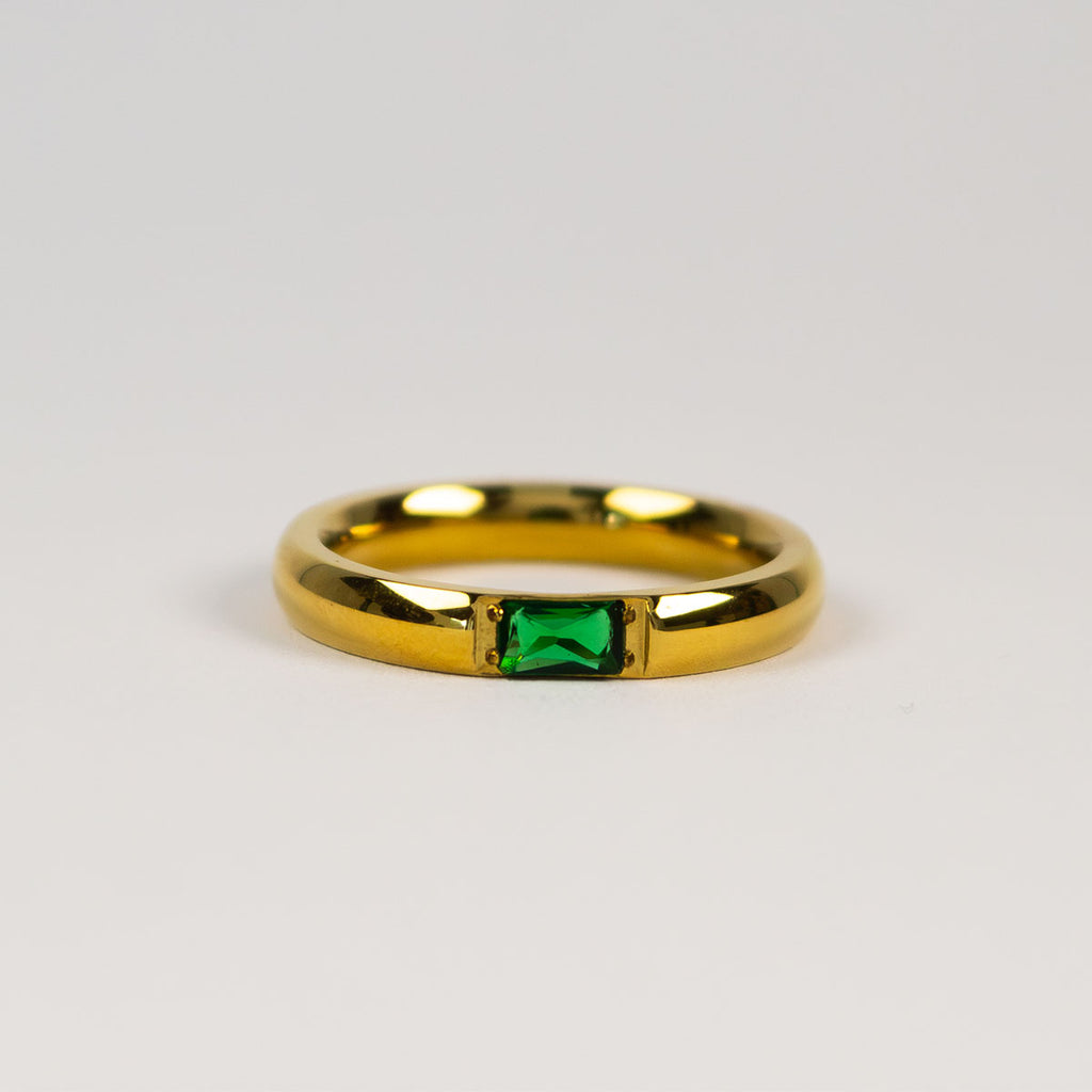 Juno Emerald Green Baguette Ring