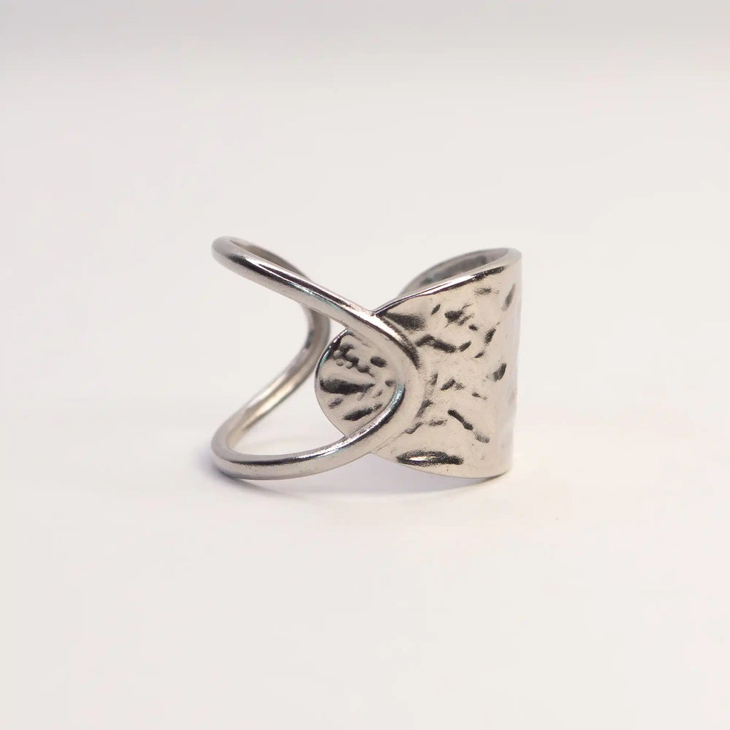 Lina Open Ring adjustable silver stainless steel — Tamola Jewellery