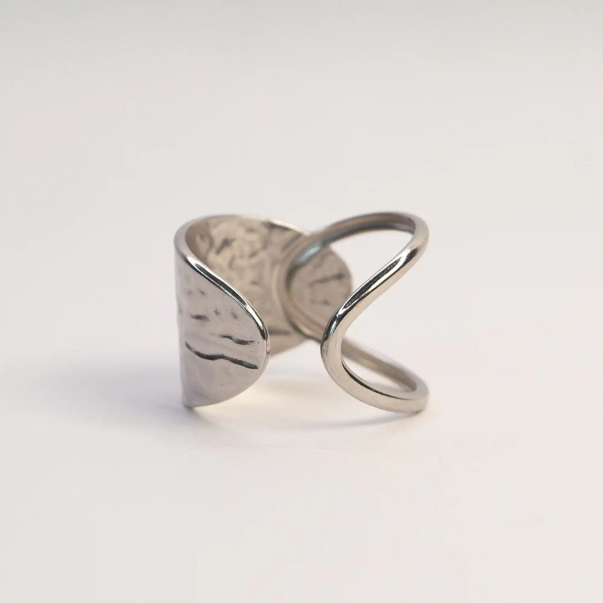 Lina Open Ring silver adjustable back view — Tamola Jewellery