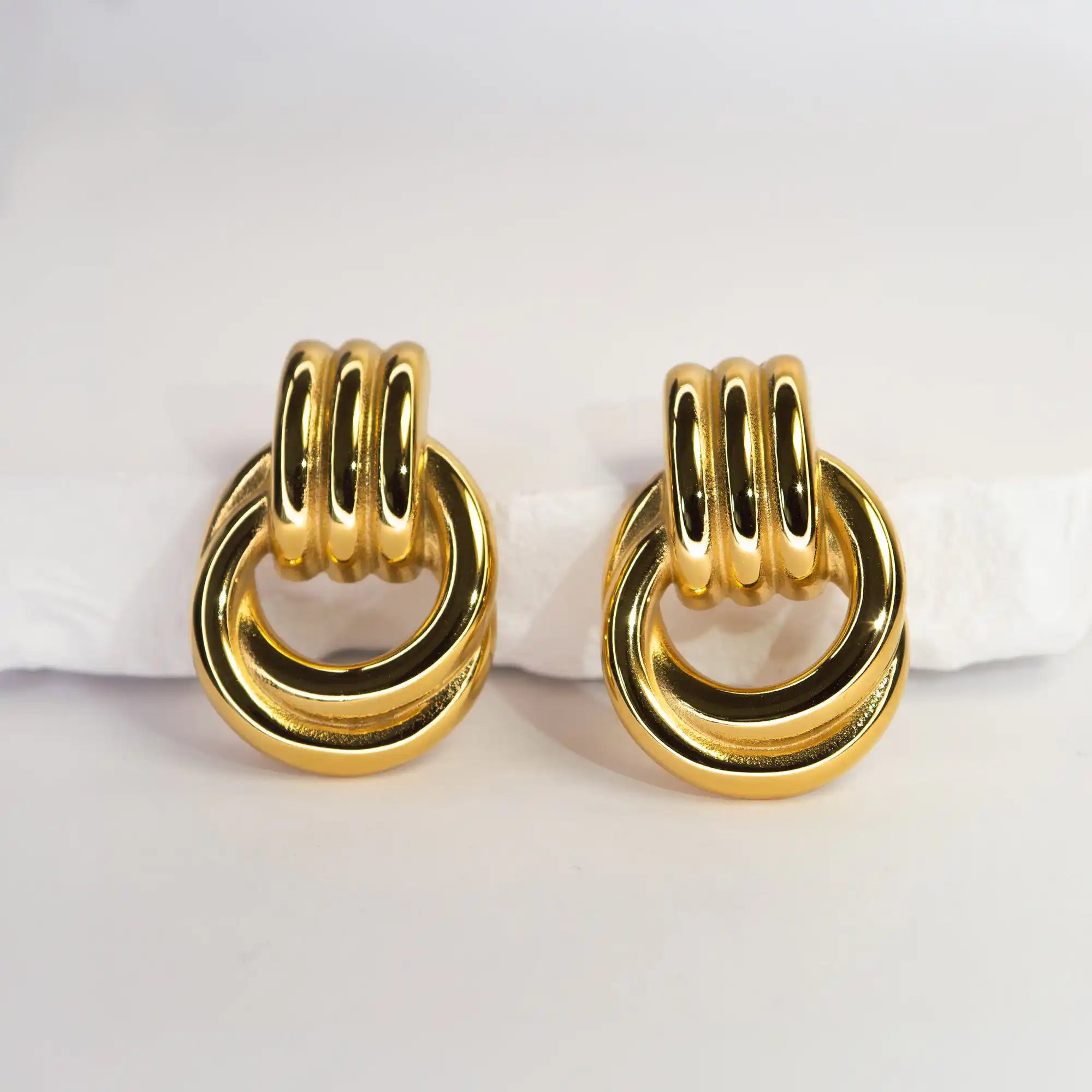 Riva Sculptural Knot Earrings gold stainless steel — Tamola Jewellery