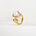 Eira Organic Pearl Ring gold stainless steel with pearl detail — Tamola Jewellery