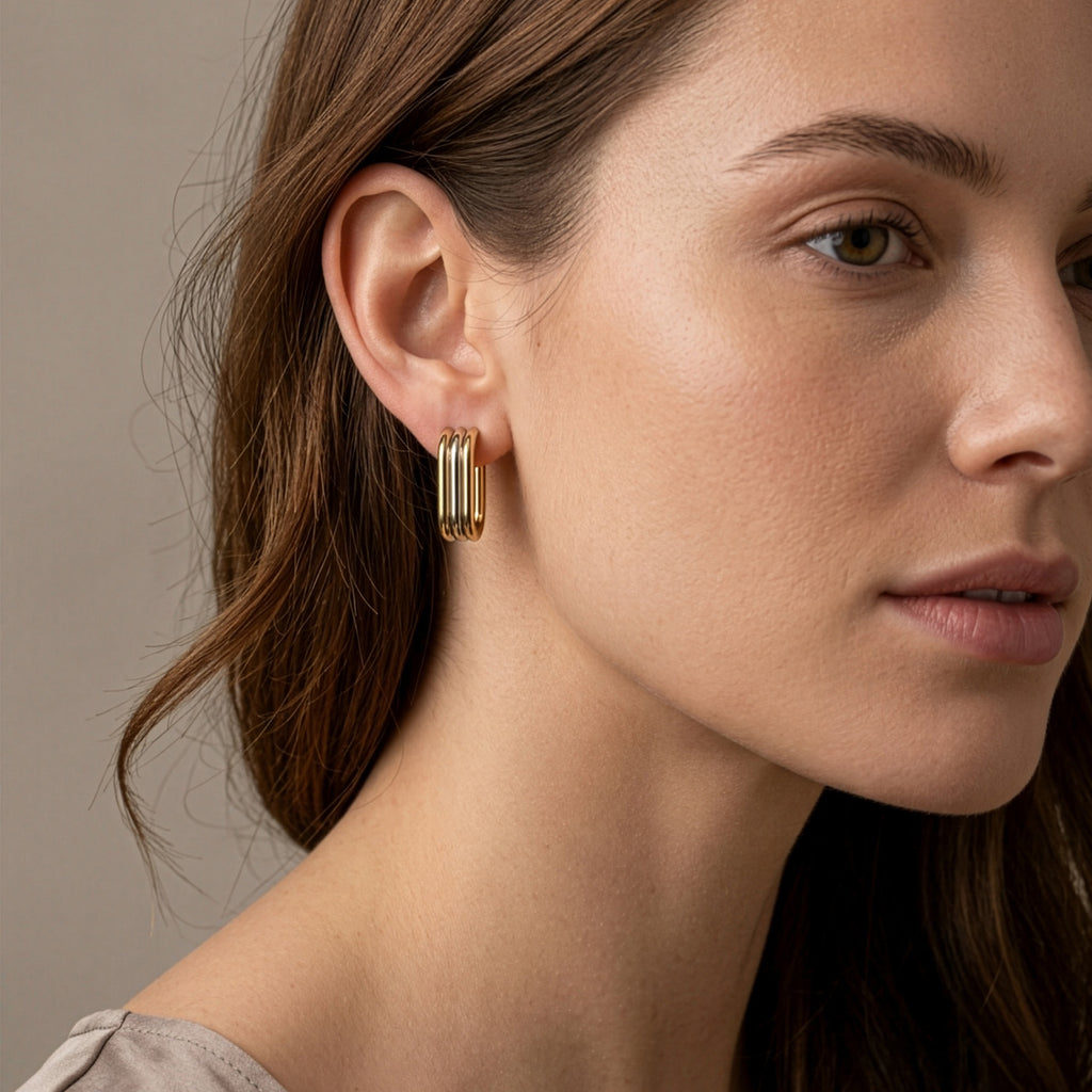 Nera Two-Tone Hoop Earrings