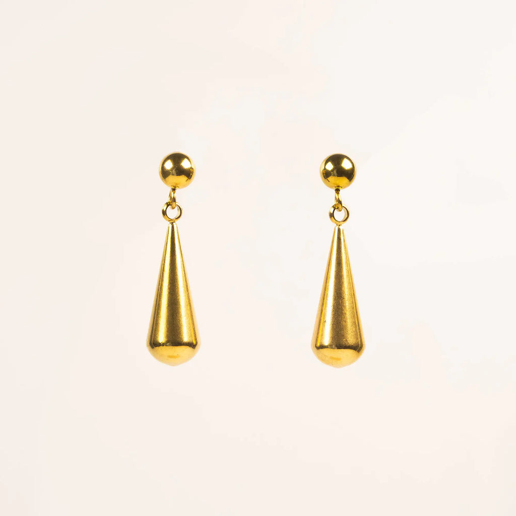 Celeste Teardrop Set gold necklace and earrings on model — Tamola Jewellery