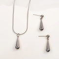 Celeste Teardrop Jewellery Set silver stainless steel necklace and earrings — Tamola Jewellery
