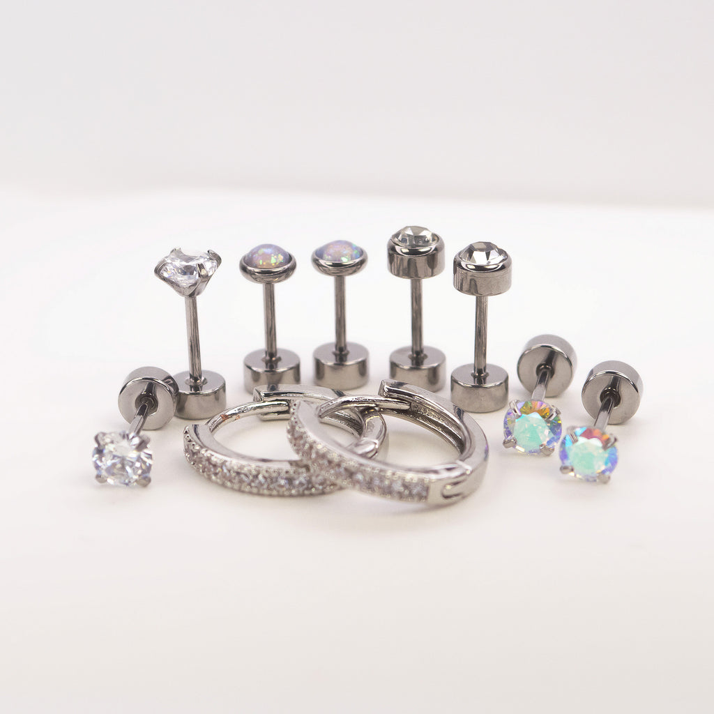 Lumiere Piercing Stack silver full set — Tamola Jewellery