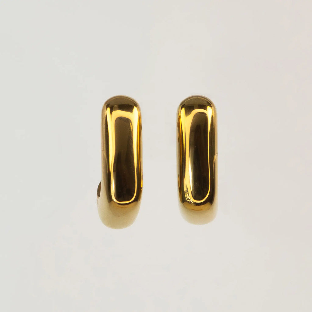 Solene Sculptural Huggie Earrings gold side view — Tamola Jewellery