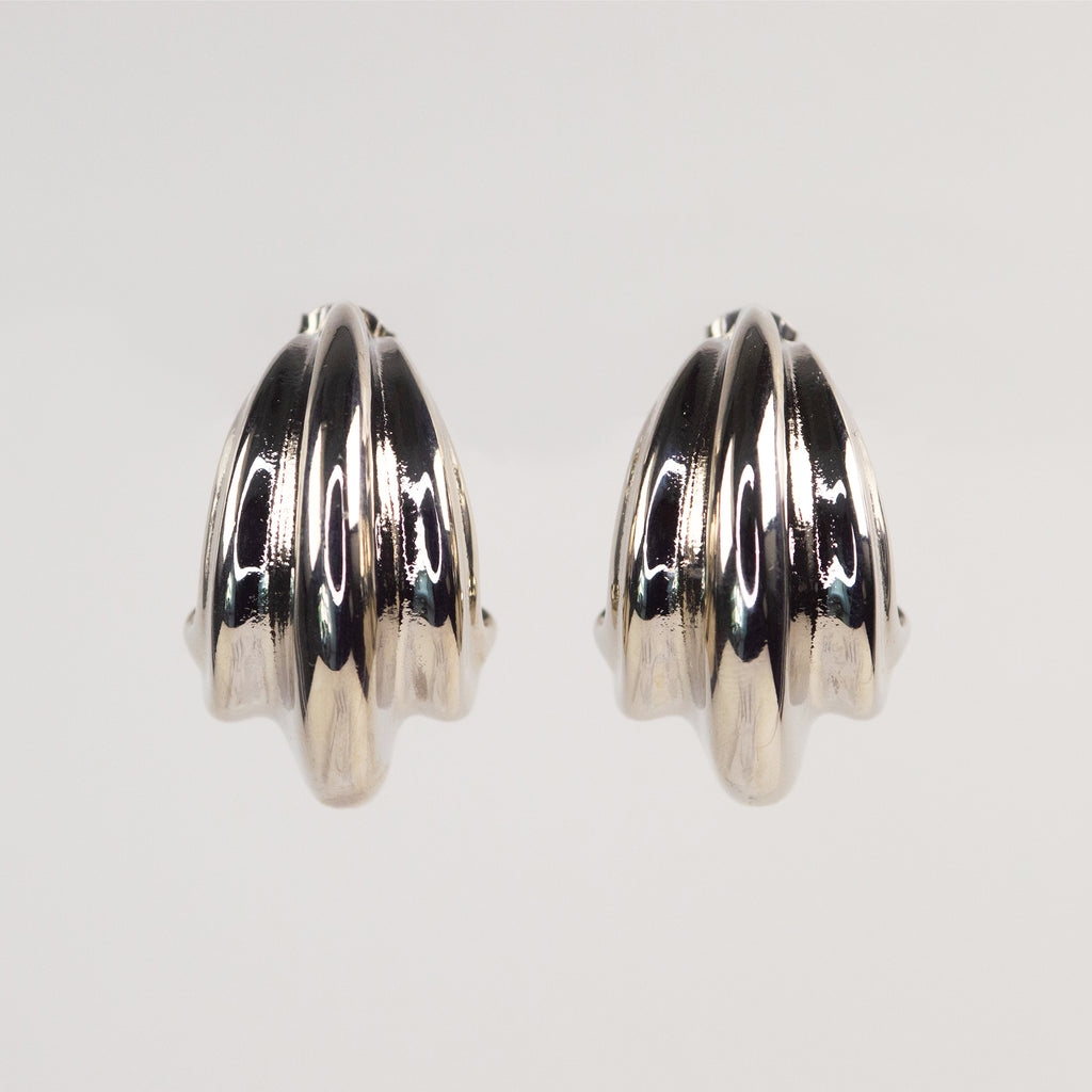 Vera Chunky Hoop Earrings silver flat lay — Tamola Jewellery